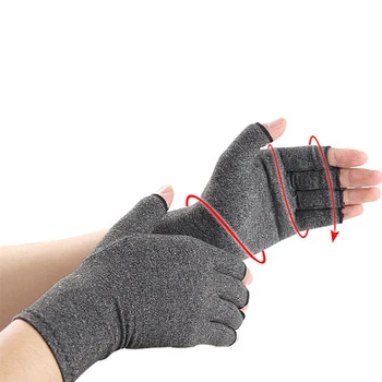 1 пара компрессионных перчаток при артрите на половину пальца, облегчающих боль в суставах, перчатки для рук, терапия, Компрессионные перчатки с открытыми пальцами