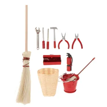 12 предметов Миниатюрных садовых инструментов, аксессуары для кукольного домика, Мини-набор инструментов