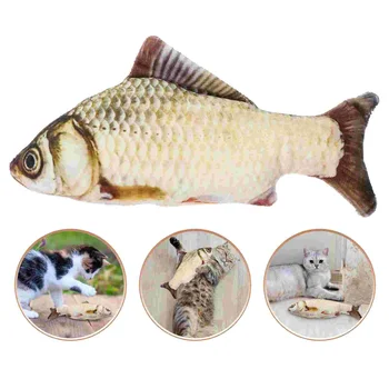 20 см Креативная игрушка в форме рыбы, кошка, играющая плюшевыми подушками, мягкая игрушка для домашнего декора, подарки без застежки-молнии (Белый амур)