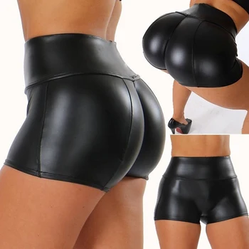 2021 Модные Сексуальные женские шорты для вечеринок Летние Женские повседневные мини-шорты Черные дышащие Шорты из искусственной кожи Тренировочные шорты