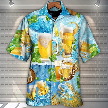 2023 Гавайская Рубашка для Мужчин, Повседневные Мужские Рубашки Оверсайз, Летний Череп, 3D, Уличная Одежда, Пляжные Мужские Топы, Модная Блузка С Коротким Рукавом
