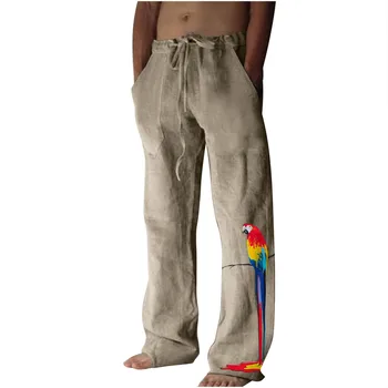 2023 Мужские Хлопчатобумажные Льняные Повседневные Хлопчатобумажные Льняные Свободные Штаны Для Йоги С Завязками Брюки Мужская Одежда Pantalones De Hombre Мужские Брюки
