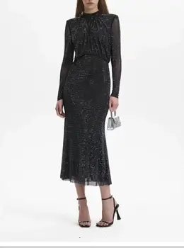 2023 новое женское бриллиантовое облегающее платье миди 