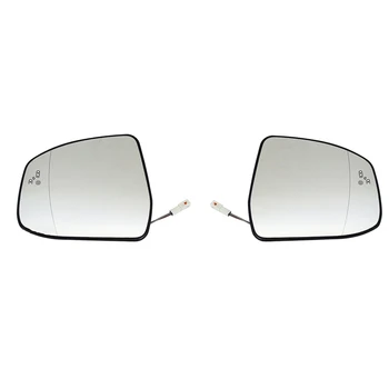 2шт Дверное крыло Боковое зеркальное стекло с подогревом, предупреждение о слепой зоне с опорной пластиной для Ford Focus MK2 MK3 Mondeo MK4 L + R