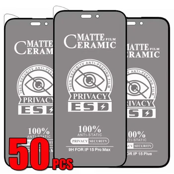 50шт ESD Privacy Ceramics Антишпионская Пленка HD Матовая Защитная Пленка Для Экрана Для iPhone 15 Pro Max 14 Plus 13 Mini 12 11 XS XR X 8 7 SE