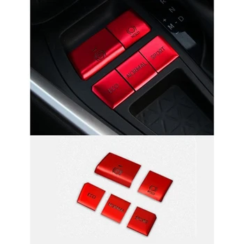 5ШТ Красный Центральный механизм управления Мультимедийная кнопка Крышка Отделка Наклейка Аксессуары для Toyota RAV4 2019-2021