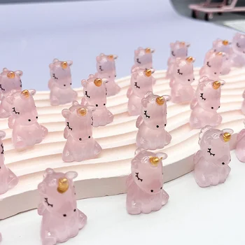 5шт Светящийся розовый Фантазийный Единорог Креативное 3D украшение DIY Игрушка Ручной работы Имитация смолы Аксессуары