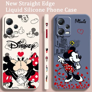 Disney Minnie Mickey Розовая Жидкая Левая Веревка Для Xiaomi Redmi Note 12 12S 12R 11 11T 11S 10 10S 9 8 8T Pro Plus 5G Чехол Для Телефона