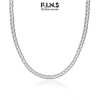 F.I.N.S Оригинальный дизайн, ожерелье из стерлингового Серебра S925 Пробы, Женская Мужская текстура, Классическая Толстая Цепочка для ключиц, панк-рок, изысканные украшения