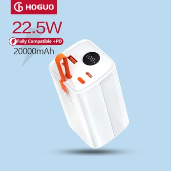 Hoguo-Портативный Банк питания со светодиодом, PowerCore, Зарядное устройство для путешествий, Аккумулятор для телефона Xiaomi, Apple, Huawei, Samsung, 20000 мАч