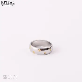 KITEAL Новая красивая мода золотого цвета, размер 6, 7, 8, кольца для подружек, женское кольцо с золотой звездой, мужское кольцо, женские украшения