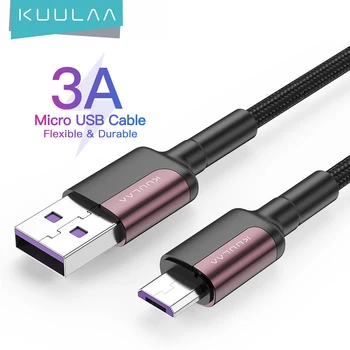 KUULAA Micro USB Кабель 3A Нейлон Быстрая Зарядка USB Кабель для Передачи Данных Samsung Xiaomi LG Планшет Android Мобильный Телефон USB Кабель Для Зарядки
