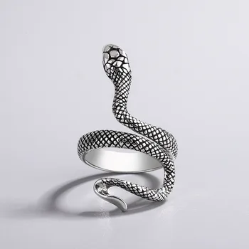 RJ серебристого цвета, европейское и американское винтажное кольцо в виде змеи, Женские простые и модные украшения старой и холодной моды.