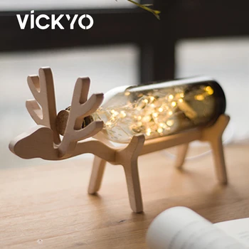 VICKYO Nordic LED Настольная Лампа Деревянная Настольная Лампа Креативная Бутылка Для Воды Стеклянная Прикроватная Тумбочка Ночник Для Гостиной Детская Комната Домашний Декор