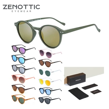 ZENOTTIC Ретро поляризованные солнцезащитные очки 2023 2022, мужские и женские винтажные солнцезащитные очки в маленькой круглой оправе, линзы Polaroid, очки UV400, оттенки