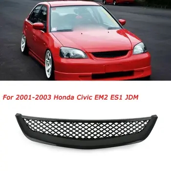 Автомобильная глянцево-черная сетка ABS Решетка радиатора переднего капота для Honda Civic JDM Type R 2001-2003