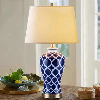 Американский минималист HH светло-голубая тыква Керамическая прикроватная тумбочка для спальни украшение гостиной настольная лампа