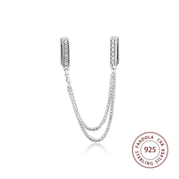 Аутентичные отражения стерлингового серебра 925 пробы, сверкающие защитные подвески-цепочки, подходят для оригинального браслета, женские бусины 