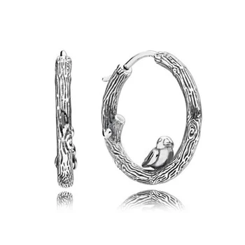 Аутентичные Серьги-кольца из Стерлингового Серебра 925 Пробы Spring Bird Fashion Для Женщин Подарок DIY Ювелирные Изделия