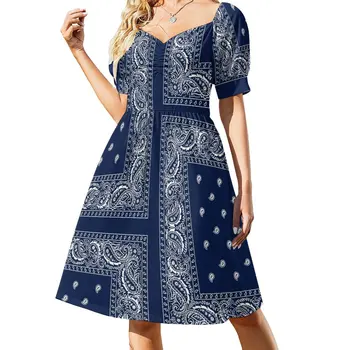 Бандана - Синее платье-бандана с Пейсли, элегантные вечерние платья для женщин, одежда 2023 года