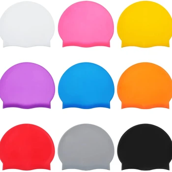 Водонепроницаемые силиконовые шапочки для плавания, защитные шапочки для ушей для взрослых мужчин и женщин, солнцезащитные однотонные шапочки для плавания