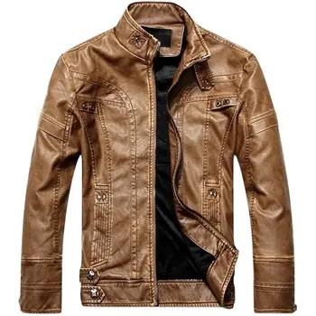Высококачественная куртка из искусственной кожи, мужские кожаные куртки, осень-зима, мужская классическая мотоциклетная повседневная одежда Jaqueta De Couro Masculin 5XL