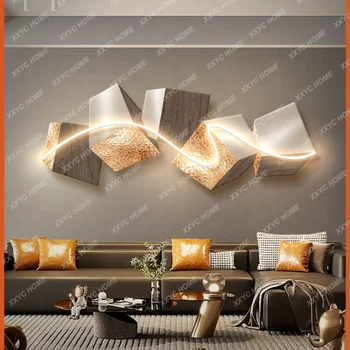 Декоративная роспись для гостиной, Светлый Роскошный Диван, Фоновая стена, Геометрический узор, светодиодные картины, обои