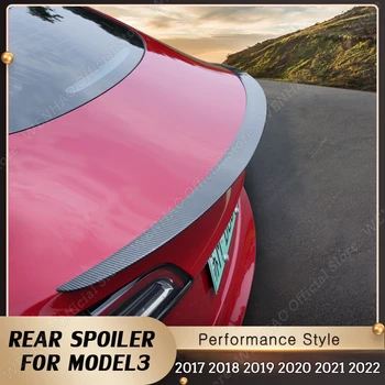 Для Tesla Модель 3 Задний Спойлер Губа Багажника ABS Карбоновый Спойлер На Крыло Стайлинг Автомобиля Аксессуары Для Заднего Спойлера Багажника 2017-2021 2022
