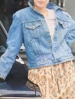 Женская джинсовая куртка с длинными рукавами и карманами с лацканами, Верхняя одежда, Топ