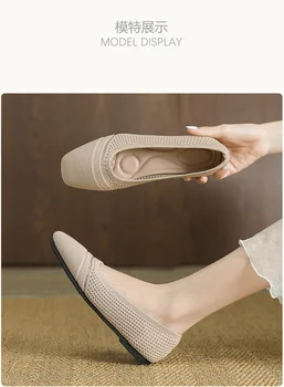 Женская повседневная обувь на плоском каблуке С квадратным носком, удобные балетки, весенне-летние тонкие туфли на плоской подошве с вырезами