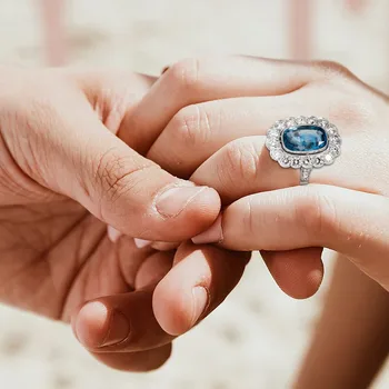 Женские кольца с синим кубическим цирконием для свадебной церемонии, Великолепные женские кольца на палец, Подарочные украшения