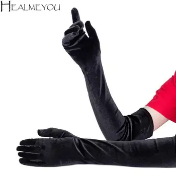 Женские черные длинные перчатки Spring BK, черные теплые эластичные перчатки для вождения, женские бархатные длинные вечерние перчатки, церемониальные перчатки