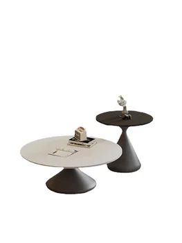 Журнальный столик Pqf Простой стол из Каменной плиты в Гостиной круглый Комбинированный Чайный столик