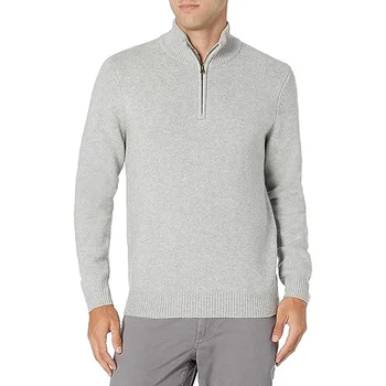 Зимний мужской повседневный свитер 2023 года с имитацией горловины на молнии, вязаный однотонный теплый пуловер, облегающий свитер, мужская одежда