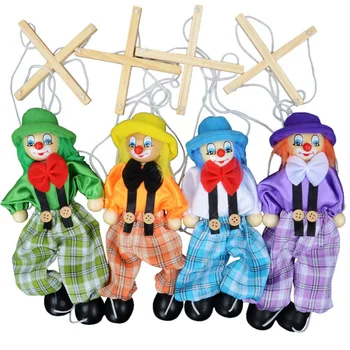Красочная кукла-клоун на веревочке, Деревянная Марионетка, Игрушки ручной работы, Кукла для совместной деятельности, Детские подарки, разные цвета