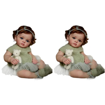 Кукла-Реборн, ручная роспись, кукла-младенец с ручными каштановыми волосами, игрушка