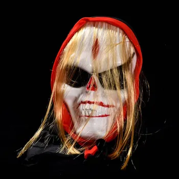 Латексная маска ужасов на Хэллоуин с волосами Жуткий косплей Ночное представление Тематический костюм для вечеринки Косплей Маски Реквизит