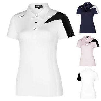 Летний новый костюм для гольфа, женская футболка, Спортивная приталенная универсальная дышащая быстросохнущая рубашка-поло с короткими рукавами, топ с лацканами