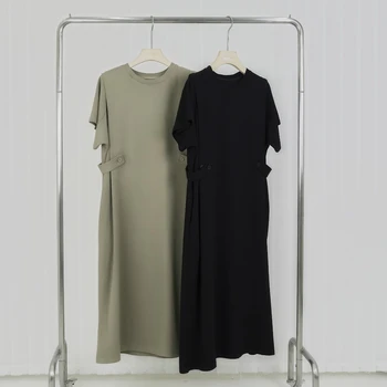 Летняя Корейская версия 2023 года, Новое модное платье, женская Свободная повседневная прямая юбка с коротким рукавом