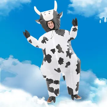 Милый надувной костюм коровы, надувной костюм для представления, реквизит для костюмов на Хэллоуин, одежда для всего тела, тематические костюмы для вечеринки на ферме