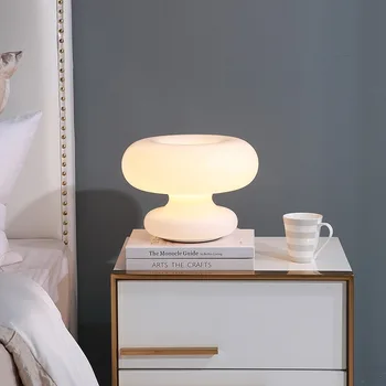 Минималистичный современный гриб, Молочно-белая настольная лампа для спальни, Дизайнерское искусство, гостиная, диван По бокам, лампа для чтения, Декоративная светодиодная подсветка