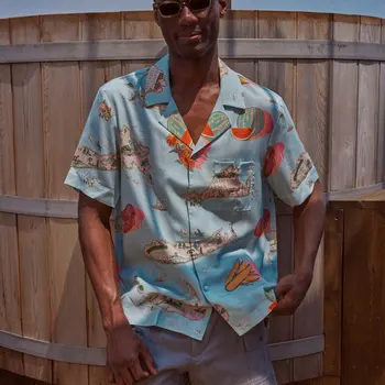 Мужская рубашка с новым летним модным принтом, свободная повседневная футболка с короткими рукавами, мужской топ