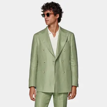 Мужские костюмы Зеленого цвета, роскошные свадебные облегающие Деловые офисные комплекты, мужская куртка большого размера + брюки, комплект из 2 предметов, модные элегантные пальто для жениха