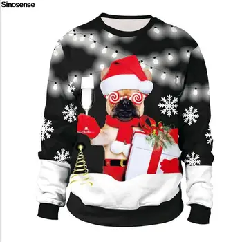 Мужчины Женщины Осень Зима Уродливый Рождественский свитер с 3D принтом Забавной собаки, Толстовка для праздничной вечеринки, Пуловер, Безвкусные Рождественские Джемперы, Топы