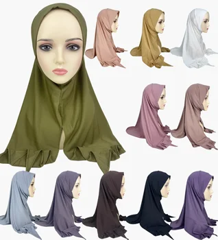Мусульманские Комплекты, Никаб, Льняной Пуловер с Кристаллами, Шляпа, Однотонный Малазийский Пуловер Hui, Простой и Универсальный Головной Платок Abayas для Женщин