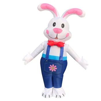 Надувной костюм кролика для взрослых, маскота Хэллоуина, наряд для косплея, фестивальная одежда, костюм для ролевых игр, костюм для пасхального кролика