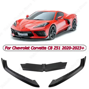 Накладка на спойлер переднего бампера автомобиля для Chevrolet Corvette C8 Z51 2020 2021 2022 2023+ Модификация экстерьера черного глянца