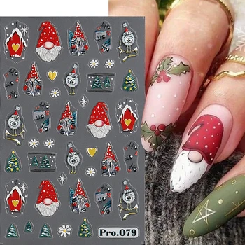 Наклейки для ногтей Санта-Клауса, Зимний Рождественский дизайн, наклейки для ногтей, Милый мультяшный олень, Пряничный человечек, Слайдеры, Новогодний маникюр LEBPRO