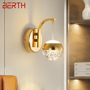 Настенный светильник BERTH Gold Crystal Nordic Simple Bubble Sconce Light Светодиодные светильники для дома, спальни Декоративные