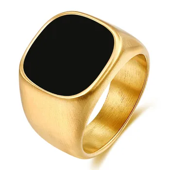 Новые Большие Золотые Серебряные кольца в стиле Панк, Винтажные Геометрические кольца из матовой нержавеющей стали для мужчин, хип-хоп, Черные Мужские ювелирные изделия